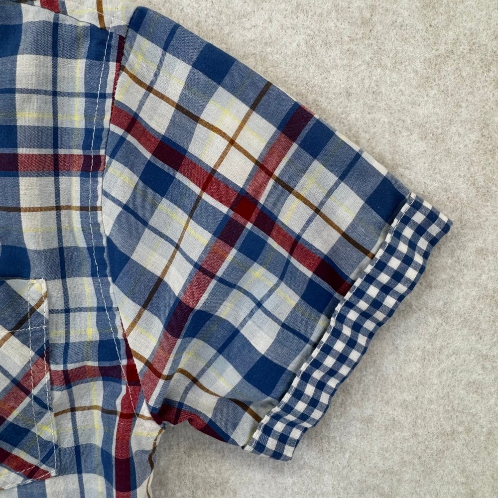 Ben Sherman Boys Blue Red Plaid Short Sleeve Button Down Shirt Size 6 - Picture 4 of 5